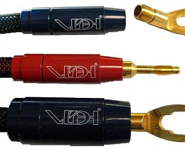 Позолоченный разъем BERRI в сборе Van den Hul Gold Plated Bus. Тип Лопатка для кабеля 6,5 мм Маркировка синяя