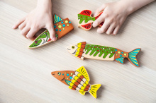 Магнитный деревянный конструктор «Рыбки»