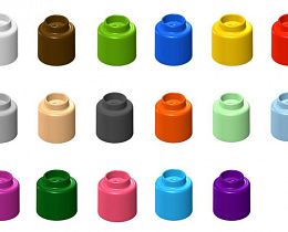 Элемент конструктора одиночный цветной Ботзис (Botzees Color Blocks) 16 (красный)
