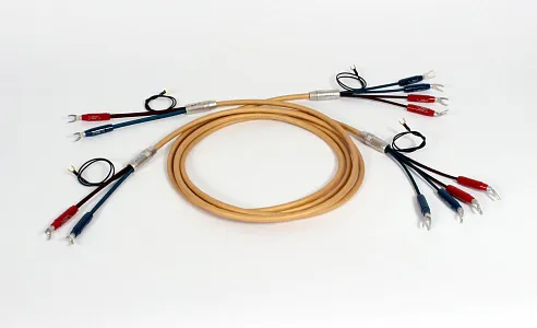 Акустический кабель  Van den Hul Mounted set 3T The Air. 3 метра пара. Разъем BERRI bi-amping  (4-4) Цвет: золотой